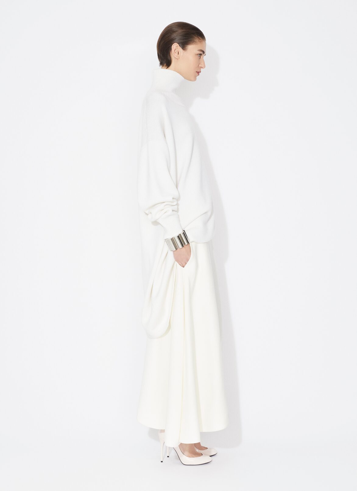 FLUID ASYMMETRIC SKIRT ALAÏA WHITE FLUID ASYMMETRIC SKIRT